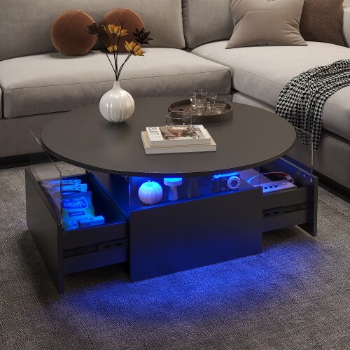 80cm Round Lift Top Coffee Table  Black