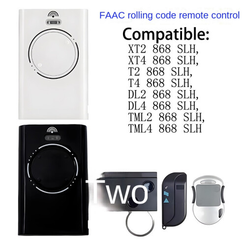 (Black 2 button 433mhz) 433/868MHz Rolling Code Remote Control Compatible with FAAC XT2 XT4 Garage Door Sliding Gate Motor Electric Gate Opener Remote 1