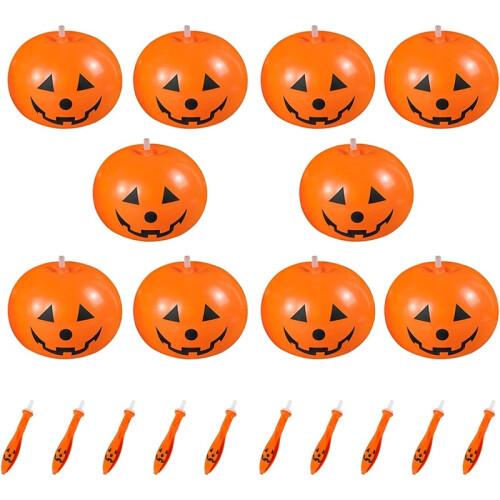 20 Pack Halloween Pumpkin Balloons Light Up Reusable Self Sealing Decor