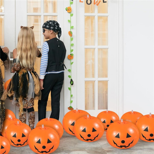 20 Pack Halloween Pumpkin Balloons Light Up Reusable Self Sealing Decor 1