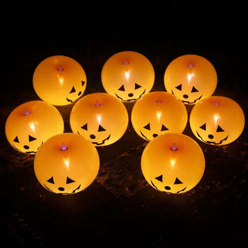 20 Pack Halloween Pumpkin Balloons Light Up Reusable Self Sealing Decor 2