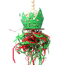 (Green) Green Parrot Sola Foraging Hanging Bite Chew Bird Cage Christmas Toy