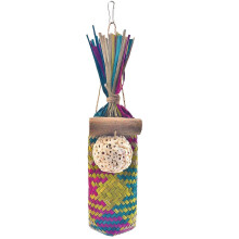 (Vase style) Colorful Multi Bird Tearing Puzzle Weaving Toy Cage Hanging Chewing Parrot Supply