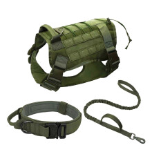 (Army Green, L) Tactical Cozy Dog Harness & Leash - Quick Release Night Visibility Seat Belt M Army Green