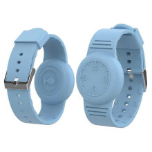 (Light blue, Baby Blue) Apple AirTag Tracker Kids Watch Band & Silicone Wrist Strap Clock Numbers Soft Cover