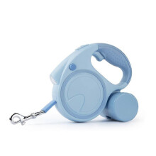 (blue, 5 M) 16FT Retract Dog Leash w/ LEDPoopBagDispenser Refl Durable Multi Rope Puppy Walking Tractor