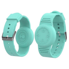 (Light green, Mint Green) Apple AirTag Tracker Kids Watch Band & Silicone Wrist Strap Clock Numbers Soft Cover
