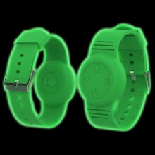 (Green, Luminous Green) Apple AirTag Tracker Kids Watch Band & Silicone Wrist Strap Clock Numbers Soft Cover