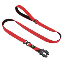 (Red Leash) 5FT Nylon L Dog Leash TactFrogClip Metal PaddedCtrlHandle Dura MilGerShep RopeTrainSupplie
