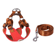 (Red, L) Puppy Harness Four-Point Adjustable Breathable Mesh Vest Chest Back Body Shape Fit Harness