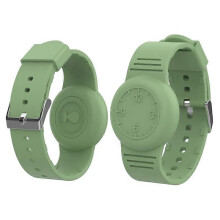 (Green, Matcha Green) Apple AirTag Tracker Kids Watch Band & Silicone Wrist Strap Clock Numbers Soft Cover