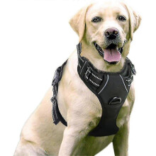 (Black, 56-69CM) Padded Adjustable No-Pull Dog Harness Pet Vest for Large Dogs Training Walking Tz