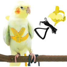 (Yellow, S) 80in Leash Adjustable Bird Harness Outdoor Flying Training Rope Parrots Cockatiel