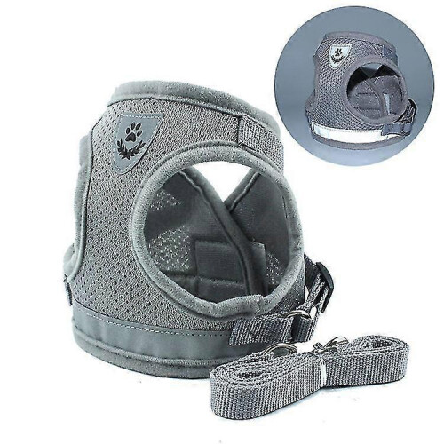 (Gray, L) Escape Proof Cat Harness Secure No Pull Pet Harness for Walking Cats