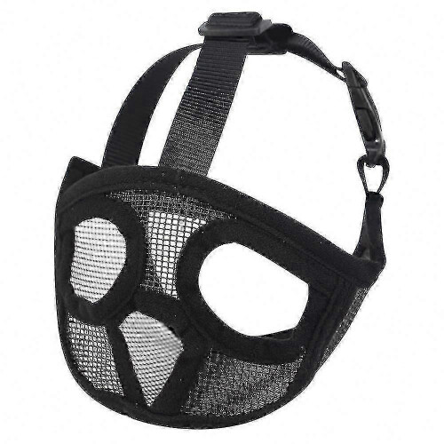 (Black, XS) Short Snout Dogs Mesh Muzzle Adjustable Training Aid Stop Biting Chewing Barking