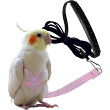 (Pink, S) 80in Leash Adjustable Bird Harness Outdoor Flying Training Rope Parrots Cockatiel