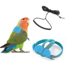 (Blue, XS) 80in Leash Adjustable Bird Harness Outdoor Flying Training Rope Parrots Cockatiel