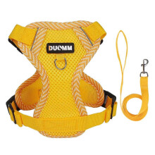 (2nd Yellow, M-suit 3.0-4.5kg / CN) Adjustable Breathable Mesh Reflective Pet Harness & Leash Set for Cats and Small Dogs