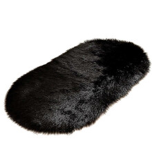 (Black) Naievear Creative Home Faux Woolen Plush Oval Carpet Mat Sofa Living Room Warm Foot Pad