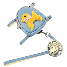 (Blue, S) No-Pull Blue S Backpack Harness for Dog Cat Puppy with Leash