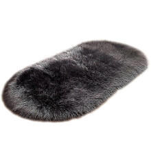 (Dark Gray) Naievear Creative Home Faux Woolen Plush Oval Carpet Mat Sofa Living Room Warm Foot Pad