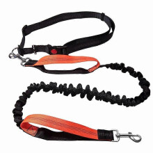 (Back and Orange, L) [TAILUP] Elastic Running Dog Leash Hands Free with Adjustable Waist Rope CL153