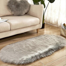 (Light Blue) Naievear Creative Home Faux Woolen Plush Oval Carpet Mat Sofa Living Room Warm Foot Pad