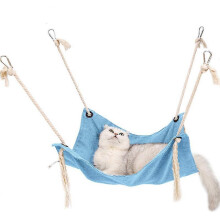 (BLUE, 47X47cm) MIMIGO Cat Dog Rabbit Hammock Adjustable Straps Metal Hooks Heavy Duty Machine Washable
