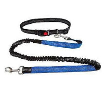 (Blue Handle, L) [TAILUP] Elastic Running Dog Leash Hands Free with Adjustable Waist Rope CL153