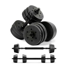 Kayman Adjustable 20Kg Dumbbell & Barbell Set, Plastic Weight Set for Home Gym Strength Training, Multi Weight Dumbbells with Connector Bar