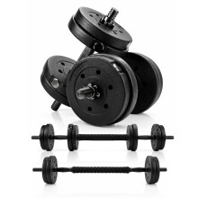 Kayman Adjustable 12Kg Dumbbell & Barbell Set, Plastic Weight Set for Home Gym Strength Training, Multi Weight Dumbbells with Connector Bar