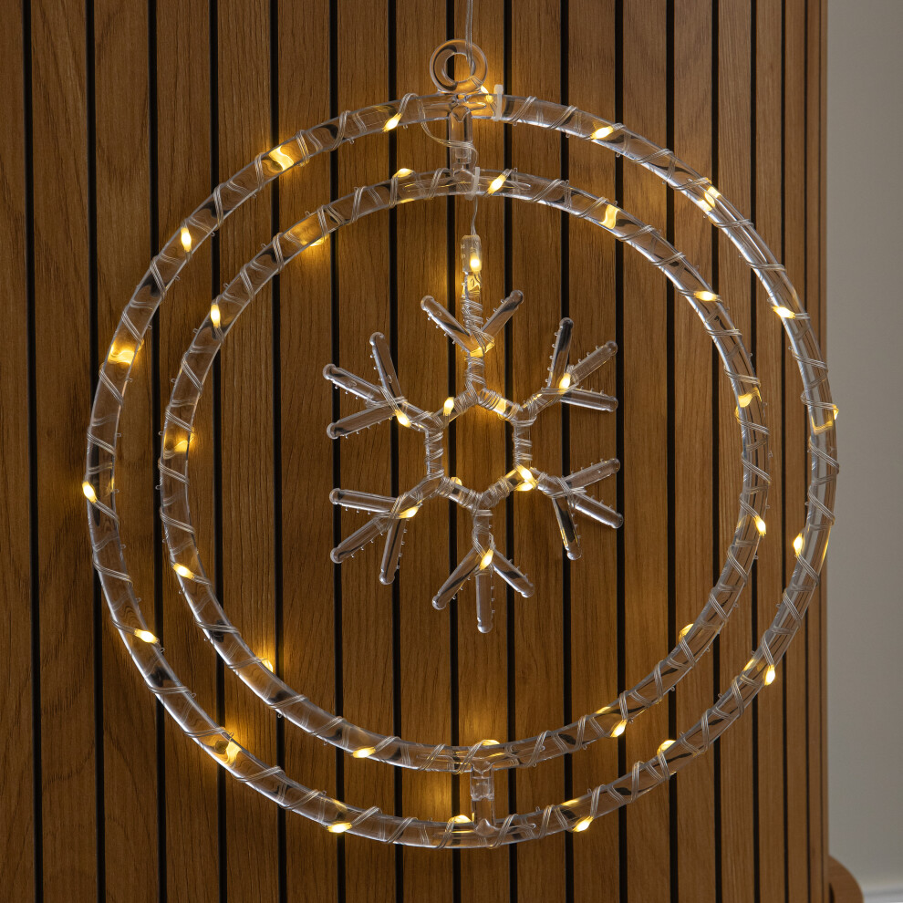 Light/White 34Cm Up Christmas Snowflake Ring With Warm Leds - Image 8