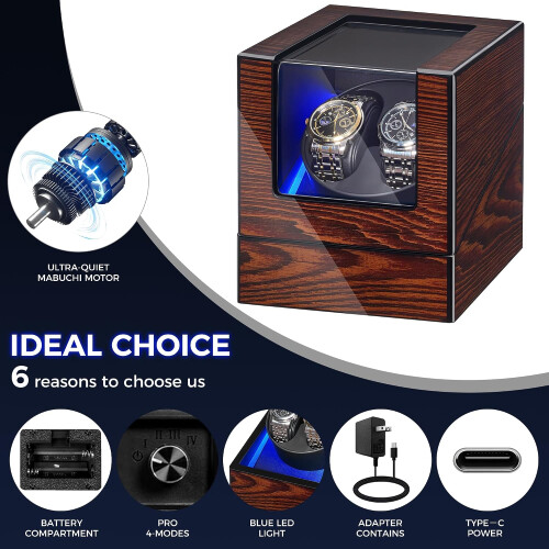 Double Automatic Watch Winder Box with LED 2