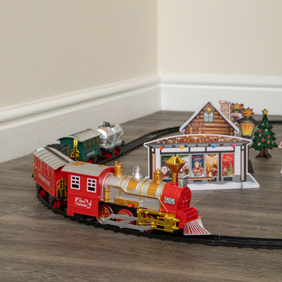 Samuel Alexander Festive Flyer Christmas Train Set With Pop Up Village - Multi Colour - Image 3