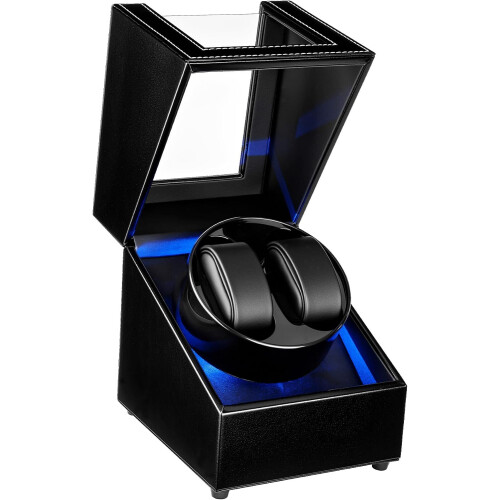 PU Leather Twin Watch Winder Display Box