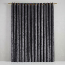 Crushed Velvet Curtains Pair Soft Thermal Eyelet Curtains, Ring Top Blackout Drapes for Living Room & Bedroom, Various Sizes