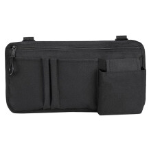 Wheelchair Side Bag with Cup Holder, Universal Armrest Organizer with Reflective Strips & Mesh Pockets, Water-Resistant