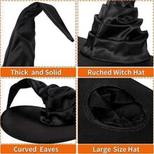Halloween Witch Hat for Adults Kids Wide Brim Pointed Wizard Costume