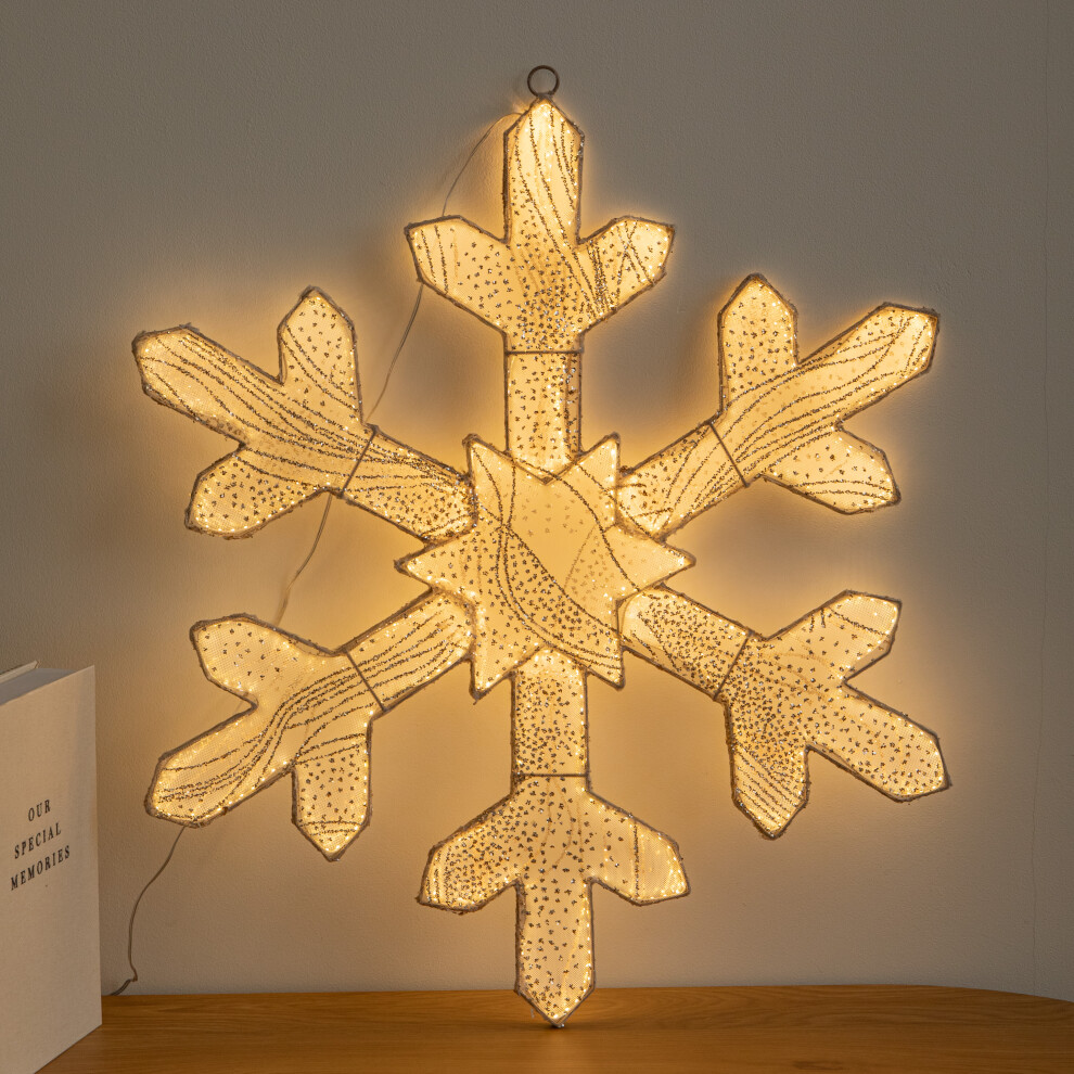 Rackhams Gold/Light/White 60Cm Up Snowflake Christmas Decoration With Warm Leds - Image 4