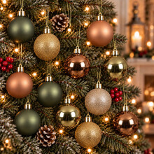 30 Baubles Shatterproof Rosemary Brandy Pearl 6cm