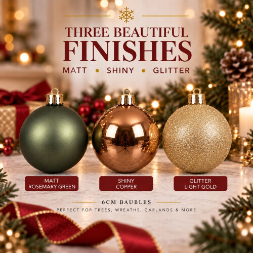 30 Baubles Shatterproof Rosemary Brandy Pearl 6cm 2