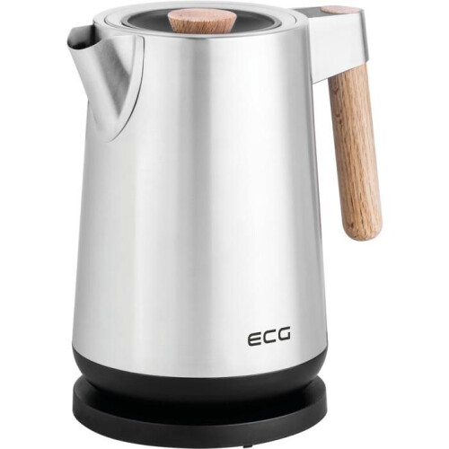 Bollitore elettrico - ECG - RK 1767 Strix Timber - 1,7 L - Inox con dettagli in legno - Base 360