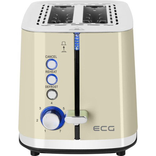 Toaster - ECG - ST 2766 Vintage Vanilla - 2 extra breite Schlitze - 7 Bräunungsstufen - Auftaufunktion