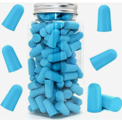 Earplugs, 60 pairs – Soft foam, 38 dB SNR, Reusable, Blue