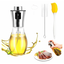 Oliespuit van 200 ml, oliespuitfles met trechter, schoonmaakborstel en siliconen grillborstel, klaar voor gebruik in de keuken, voor het maken van sal