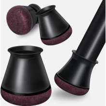 24 Chair Leg Caps, Black Protective Caps for Chair Legs with Felt, Felt Glides, Silicone Protective Caps for Angled Chair Legs, Wear-Resistant Chair L