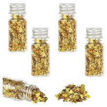 Bottles of Gold Leaf Sheets, Gold Foil Flakes, Multifunctional Gold Leaf Flakes, Foil for Desserts, Cakes, Baking, Chocolate, Ice Cream, Dec