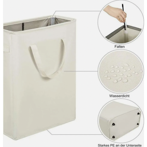 Slim laundry basket, small foldable, narrow laundry bag with handle.