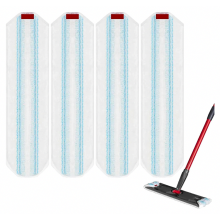 Lot de 4 lingettes de rechange pour balais à franges Vileda H2PrO, en microfibre, plates et réutilisables, pour le nettoyage des sols.