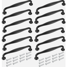 12 pieces 128mm kitchen handles, black furniture handles, cabinet door handles, cabinet handles and knobs, aluminum alloy handles with screw
